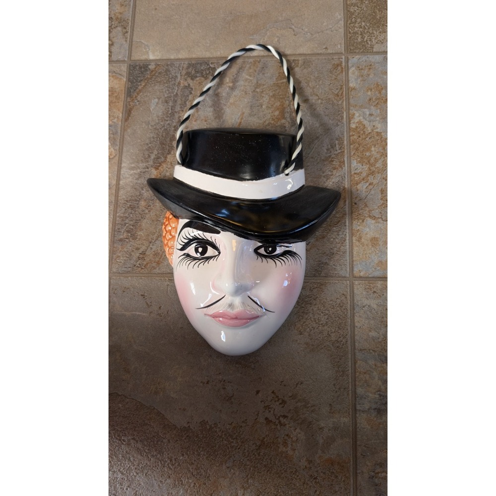 Art Deco Lady With Mustache Wall Hanging Art Mask Retro Kitchy Halloween Spooky